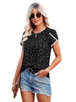 Frau Chiffon-shirt Kurzarm T-shirts Drucken Patchwork Elegant Mode Drucken main image 3