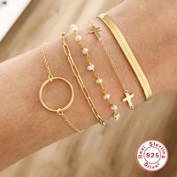 1 Piece Simple Style Solid Color Silver Plating Bracelets main image 3