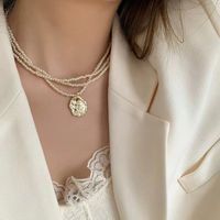 1 Piece Elegant Heart Shape Rose Bow Knot Imitation Pearl Alloy Women's Necklace sku image 4