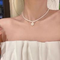 1 Piece Elegant Heart Shape Rose Bow Knot Imitation Pearl Alloy Women's Necklace main image 3