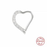 1 قطعة موضة شكل القلب الفضة تصفيح ترصيع الزركون خاتم الأنف حلية تلبس في الأنف sku image 1