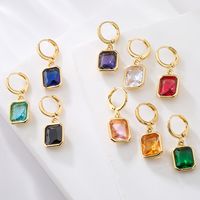1 Pair Fashion Geometric Plating Copper Zircon 18k Gold Plated Earrings main image 2
