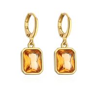 1 Paire Mode Géométrique Placage Le Cuivre Zircon Plaqué Or 18k Des Boucles D'oreilles sku image 3