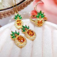 1 Piece 1 Pair Fashion Fruit Copper Plating Zircon Women's Rings Earrings Necklace main image 5