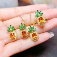 1 Piece 1 Pair Fashion Fruit Copper Plating Zircon Women's Rings Earrings Necklace main image 1