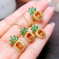 1 Piece 1 Pair Fashion Fruit Copper Plating Zircon Women's Rings Earrings Necklace main image 3