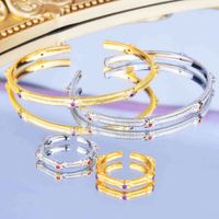 1 Piece Retro Geometric Copper Plating Zircon Women's Rings Bracelets sku image 7