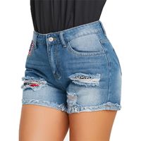 Women's Street Casual Solid Color Shorts Printing Washed Jeans Straight Pants main image 5