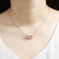 Fashion Number Heart Shape Copper Plating Zircon Pendant Necklace main image 5