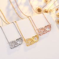 Fashion Number Heart Shape Copper Plating Zircon Pendant Necklace main image 6