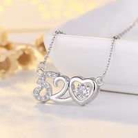 Fashion Number Heart Shape Copper Plating Zircon Pendant Necklace main image 4