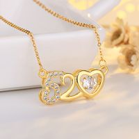 Fashion Number Heart Shape Copper Plating Zircon Pendant Necklace main image 2