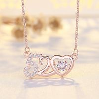 Fashion Number Heart Shape Copper Plating Zircon Pendant Necklace sku image 3
