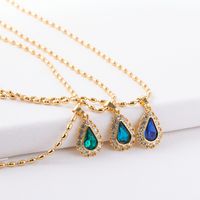 Simple Style Water Droplets Artificial Crystal Copper Inlay Zircon Pendant Necklace 1 Piece main image 1