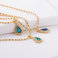 Simple Style Water Droplets Artificial Crystal Copper Inlay Zircon Pendant Necklace 1 Piece main image 3