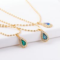 Simple Style Water Droplets Artificial Crystal Copper Inlay Zircon Pendant Necklace 1 Piece main image 6