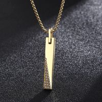 Fashion Geometric Titanium Steel Inlay Artificial Diamond Pendant Necklace 1 Piece main image 6