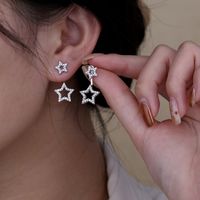 Lady Star Copper Plating Inlay Zircon Ear Studs 1 Pair main image 1