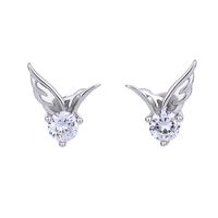 Lady Crown Bow Knot Sterling Silver Plating Inlay Zircon Ear Studs 1 Pair main image 5