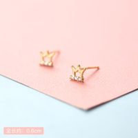 Lady Crown Bow Knot Sterling Silver Plating Inlay Zircon Ear Studs 1 Pair sku image 8