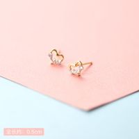 Lady Crown Bow Knot Sterling Silver Plating Inlay Zircon Ear Studs 1 Pair sku image 5