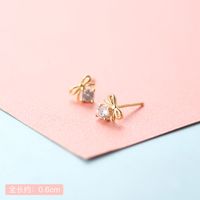 Lady Crown Bow Knot Sterling Silver Plating Inlay Zircon Ear Studs 1 Pair sku image 10