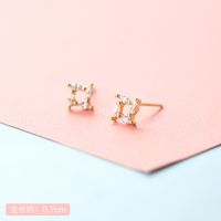 Lady Crown Bow Knot Sterling Silver Plating Inlay Zircon Ear Studs 1 Pair sku image 7