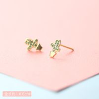 Lady Crown Bow Knot Sterling Silver Plating Inlay Zircon Ear Studs 1 Pair sku image 26