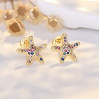 Lady Star Crown Copper Plating Inlay Zircon Ear Studs 1 Pair sku image 8