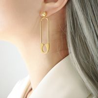 Alfileres Pendientes Exagerados Joyas De Acero De Titanio Chapado En Oro De 18 Quilates Pendientes De Oro Real sku image 2