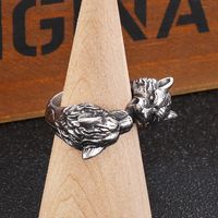 Retro Wolf Stainless Steel Plating Rings 1 Piece main image 1