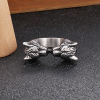 Retro Wolf Stainless Steel Plating Rings 1 Piece main image 6