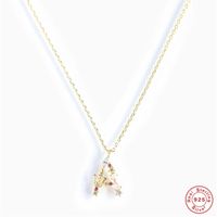 Fashion Letter Sterling Silver Inlay Zircon Pendant Necklace 1 Piece sku image 15