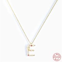 Fashion Letter Sterling Silver Inlay Zircon Pendant Necklace 1 Piece sku image 17