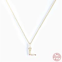 Fashion Letter Sterling Silver Inlay Zircon Pendant Necklace 1 Piece sku image 2