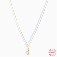 Fashion Letter Sterling Silver Inlay Zircon Pendant Necklace 1 Piece sku image 3