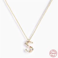 Fashion Letter Sterling Silver Inlay Zircon Pendant Necklace 1 Piece sku image 9