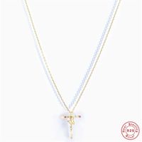 Fashion Letter Sterling Silver Inlay Zircon Pendant Necklace 1 Piece sku image 5