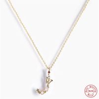 Fashion Letter Sterling Silver Inlay Zircon Pendant Necklace 1 Piece sku image 1