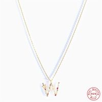Fashion Letter Sterling Silver Inlay Zircon Pendant Necklace 1 Piece sku image 26