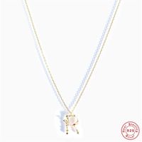 Fashion Letter Sterling Silver Inlay Zircon Pendant Necklace 1 Piece sku image 21