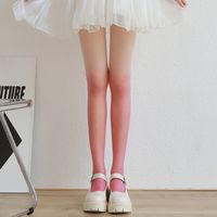 Women's Fashion Gradient Color Cored Wire Spandex Patchwork Tights A Pair sku image 7