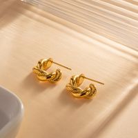Fashion Twist Stainless Steel Plating Ear Studs 1 Pair main image 4