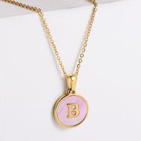 304 Stainless Steel 18K Gold Plated Fashion Plating Letter Shell Pendant Necklace sku image 21