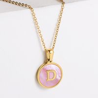 304 Stainless Steel 18K Gold Plated Fashion Plating Letter Shell Pendant Necklace sku image 2