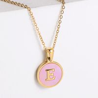 304 Stainless Steel 18K Gold Plated Fashion Plating Letter Shell Pendant Necklace sku image 22