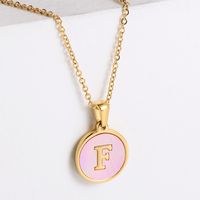 304 Stainless Steel 18K Gold Plated Fashion Plating Letter Shell Pendant Necklace sku image 23