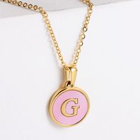 304 Stainless Steel 18K Gold Plated Fashion Plating Letter Shell Pendant Necklace sku image 3