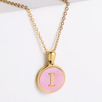 304 Stainless Steel 18K Gold Plated Fashion Plating Letter Shell Pendant Necklace sku image 24