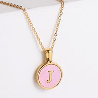 304 Stainless Steel 18K Gold Plated Fashion Plating Letter Shell Pendant Necklace sku image 25